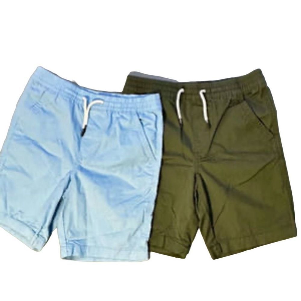 Members Mark Cotton Casual Elastic Waist Shorts Boys Size 10/12 Light Blue Army